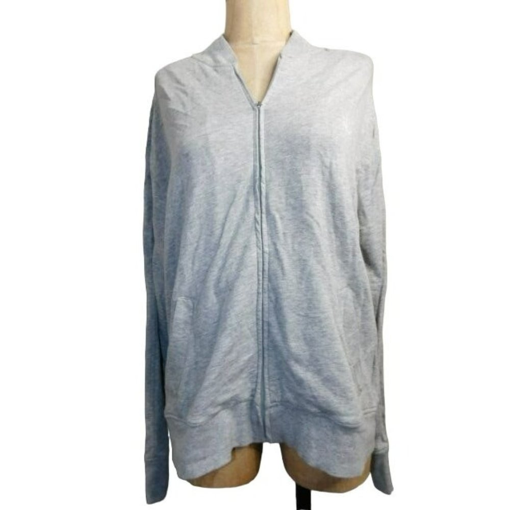 Ralph Lauren Size L Large Zip Front Long Sleeve Heather Knit Jacket Top